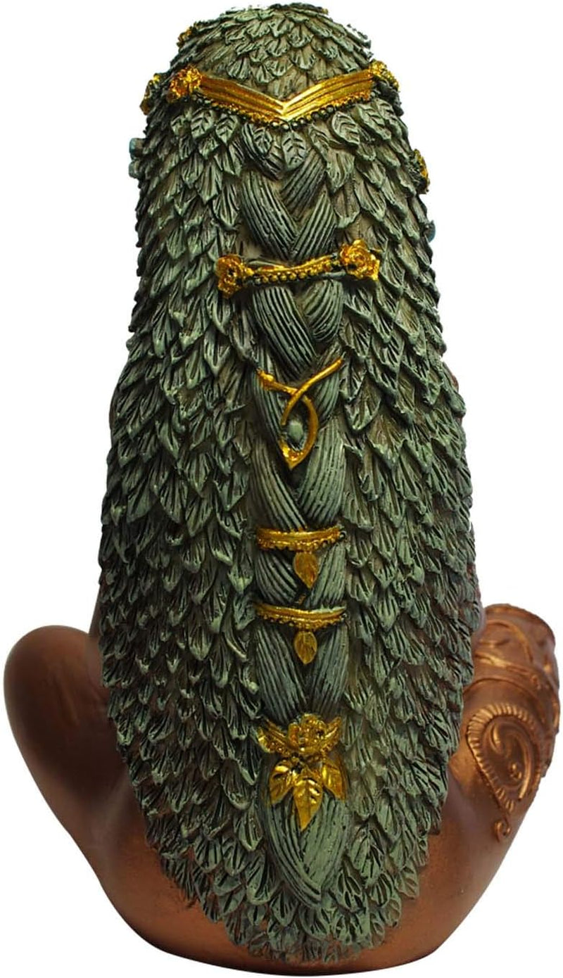 Gaia Mother Earth Goddess Statue, Resin Witchy Spiritual Figurines Pagan Nature Home Room Outdoor Decor, Gold, 6 X 4.2 X 3.6 Inch